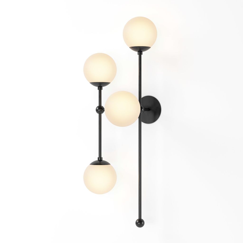Armstrong 4 L Sconce, Black Gunmetal And Opal Matte Glass Style
