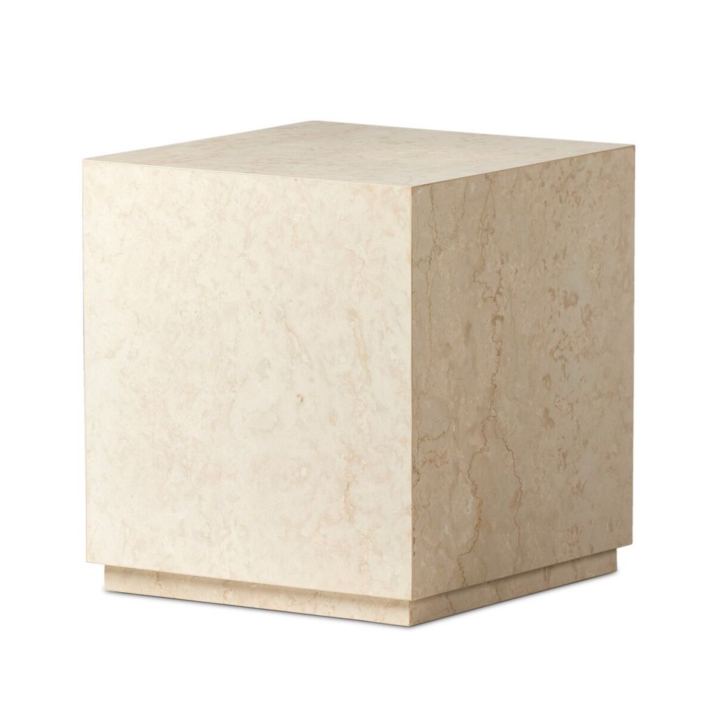 Preview image for Square Outdoor End Table, Cream Marble