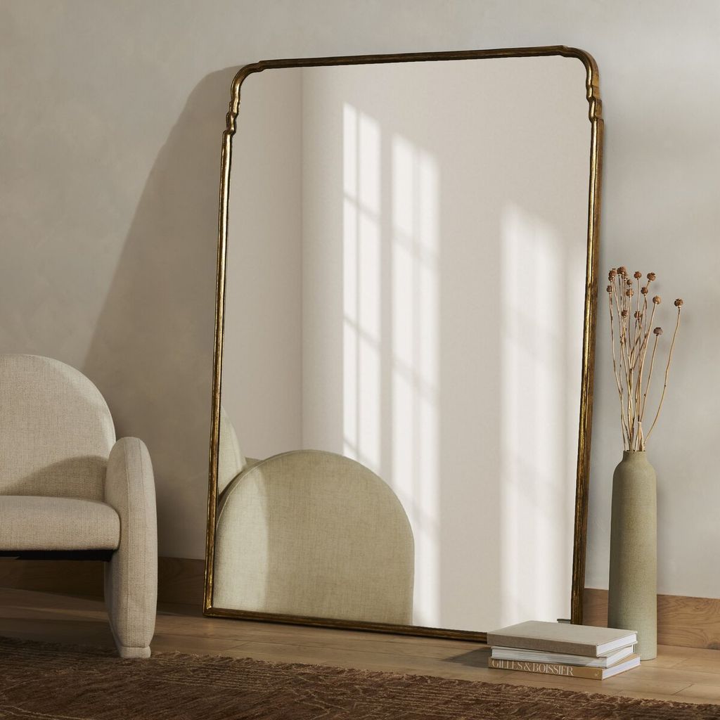 Floor Mirror, Antiqued Gold Leaf