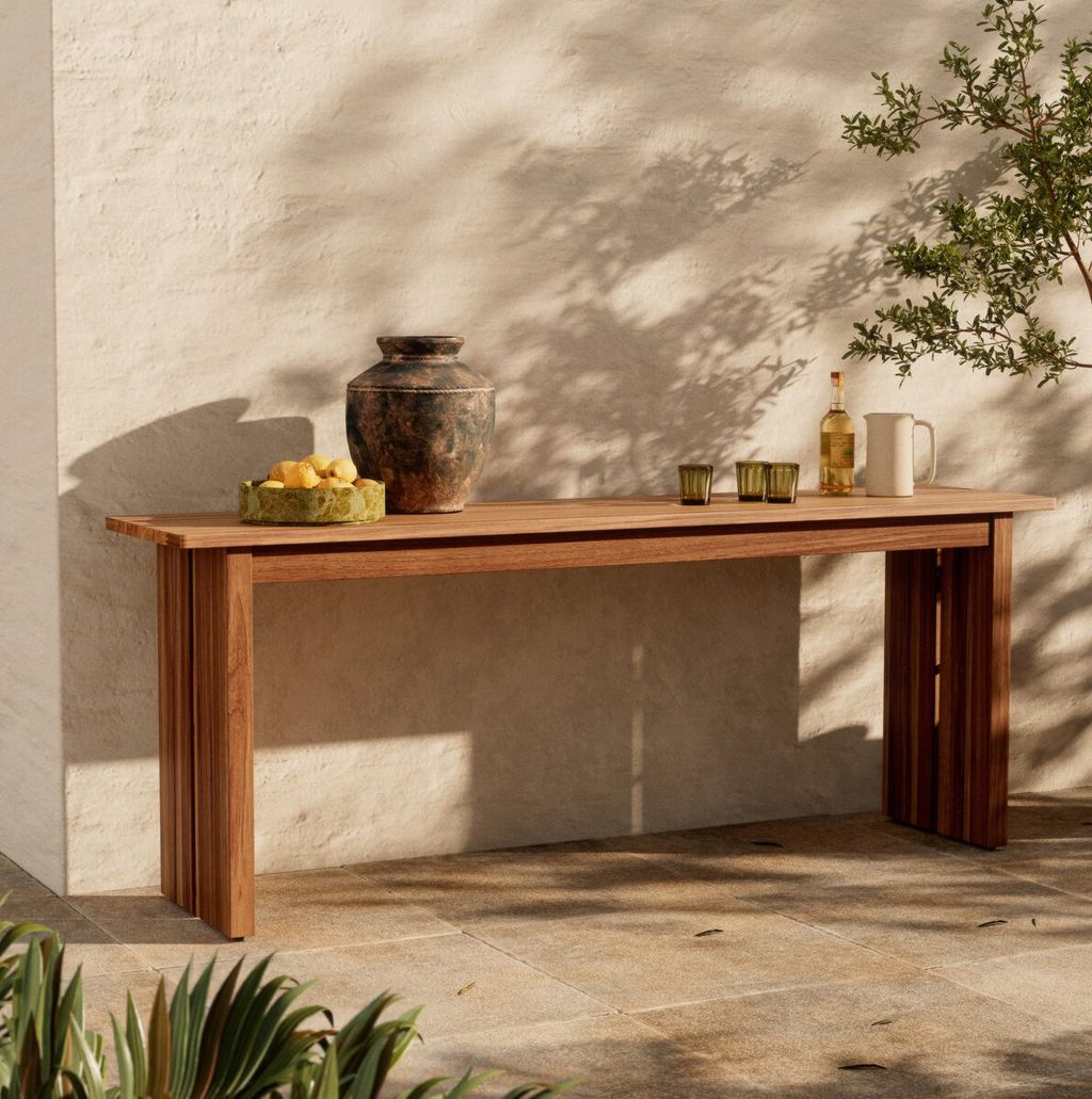 Chapman Outdoor Console Table, Natural Teak-Fsc 