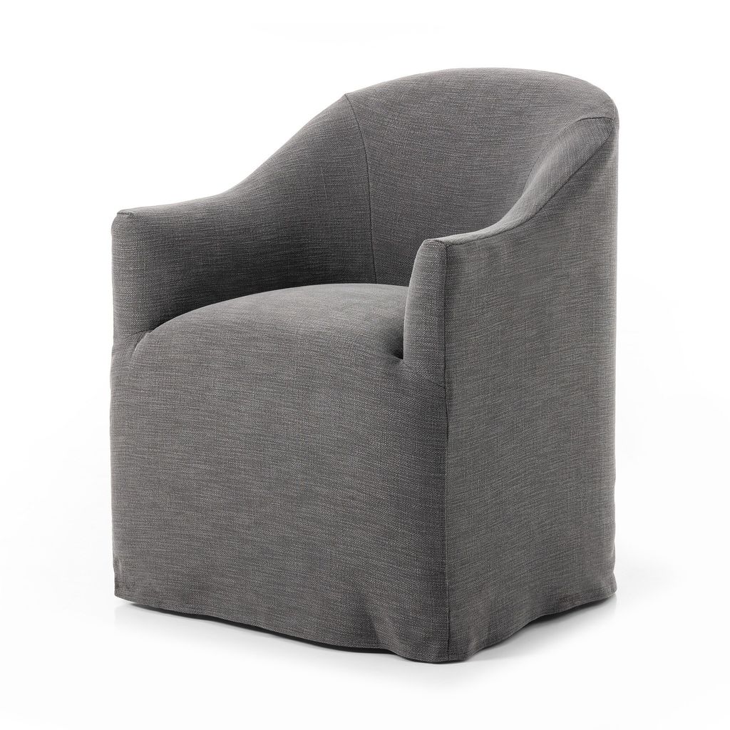 Cove Dining Chair With Casters - Bergamo Charcoal Cover