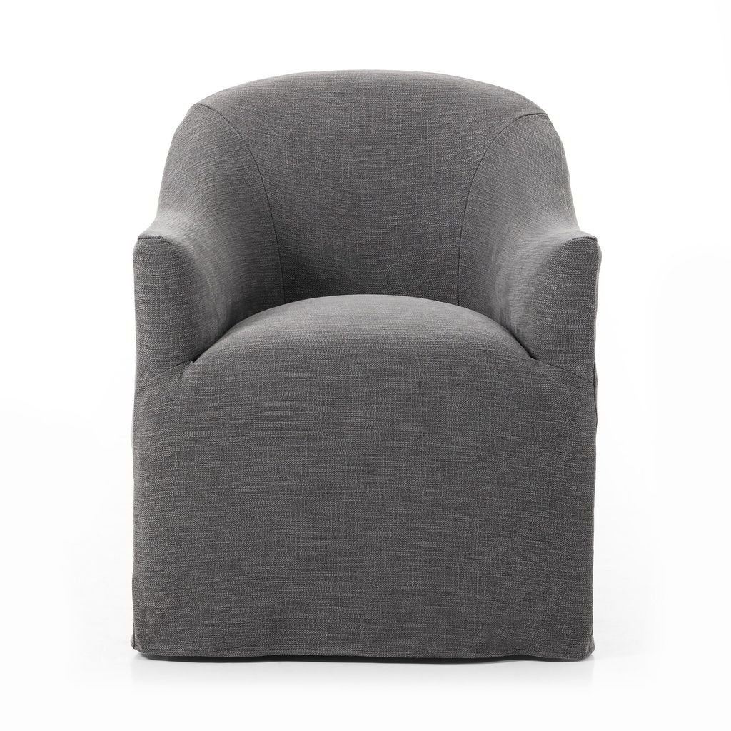 Cove Dining Chair With Casters - Bergamo Charcoal Cover