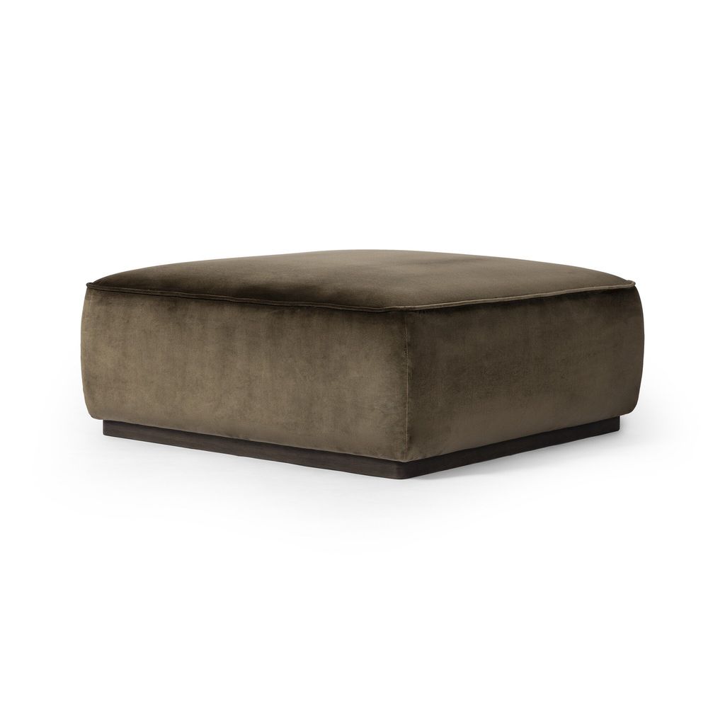 Sinclair Square Ottoman - 36" Size - Surrey Olive Cover