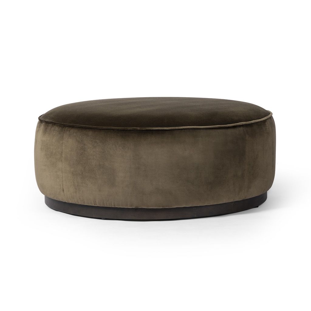 Sinclair Large Round Ottoman - Surrey Olive Cover