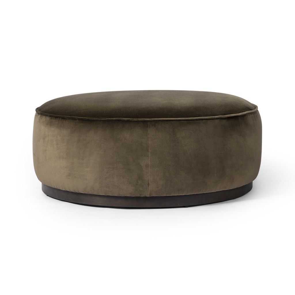 Sinclair Large Round Ottoman - Surrey Olive Cover