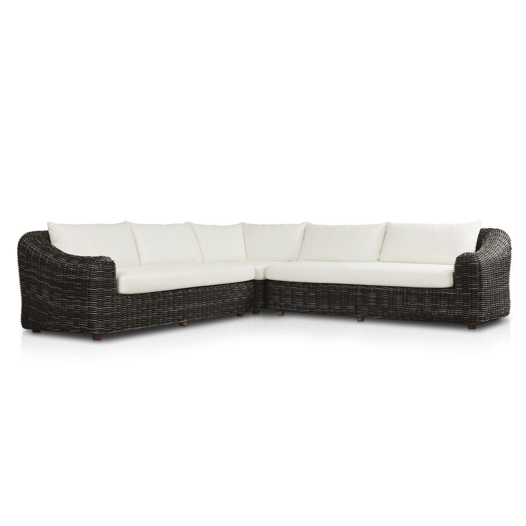 Messina Outdoor 3-Piece Sectional - Chunky Charcoal Woven Finish