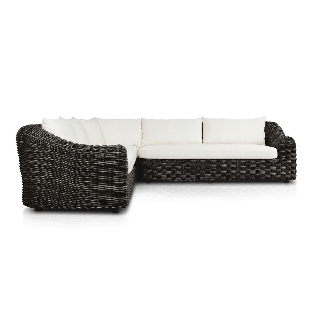 Messina Outdoor 3-Piece Sectional - Chunky Charcoal Woven Finish