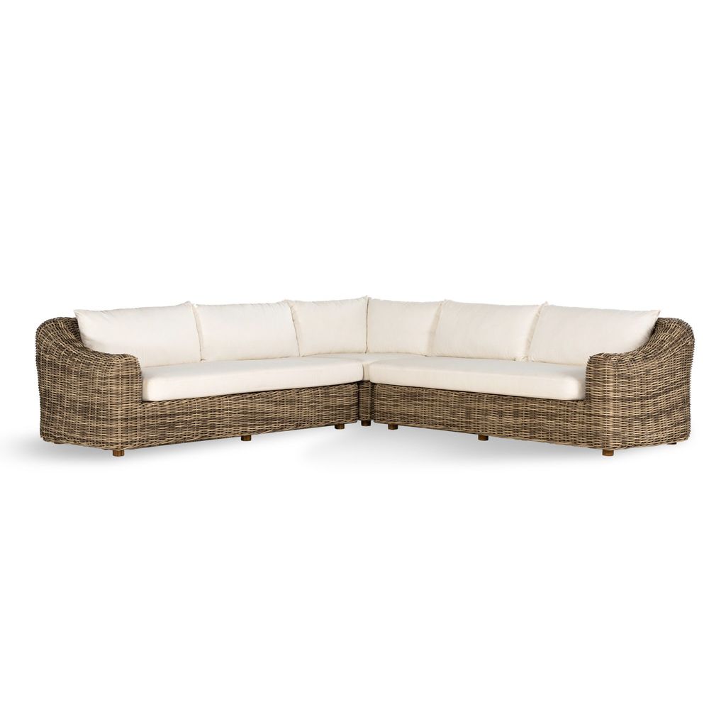Messina Outdoor 3-Piece Sectional - Chunky Sand Woven Finish