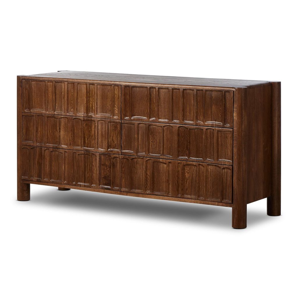 Preview image for Ezri 6 Drawer Dresser, Carved Cocoa Oak