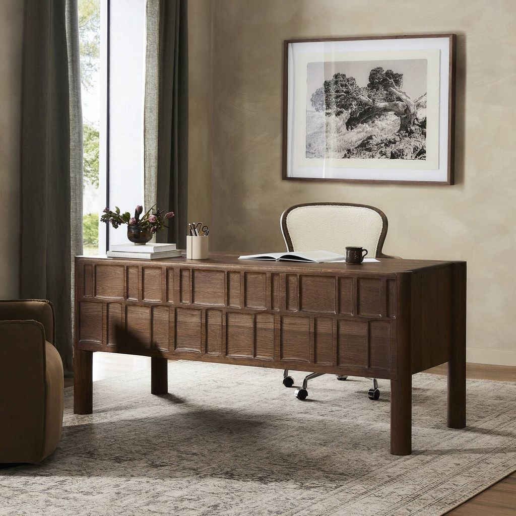 Ezri Desk, Carved Cocoa Oak