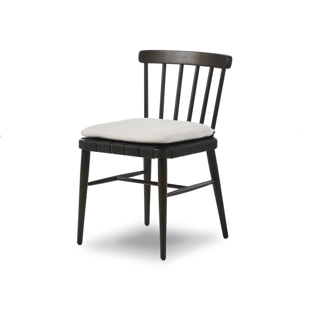 Kershaw Dining Chair - Dover Crescent Cushion - Black Rush Cover
