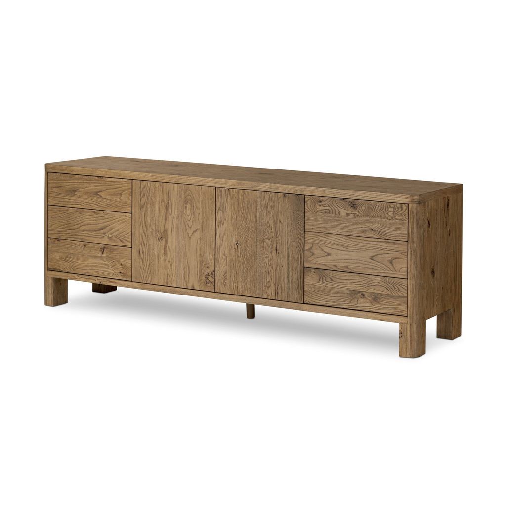 Noeline Media Console - Resawn Worn Oak Finish