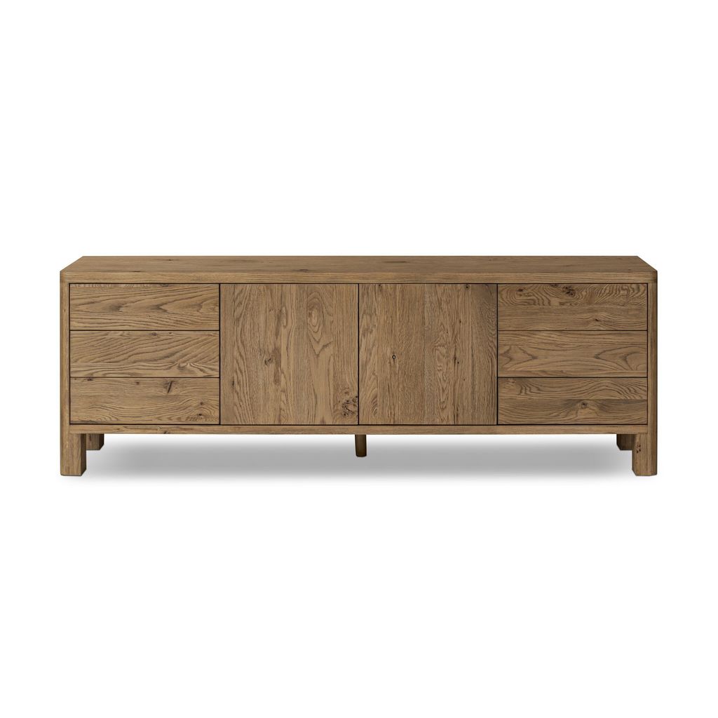 Noeline Media Console - Resawn Worn Oak Finish