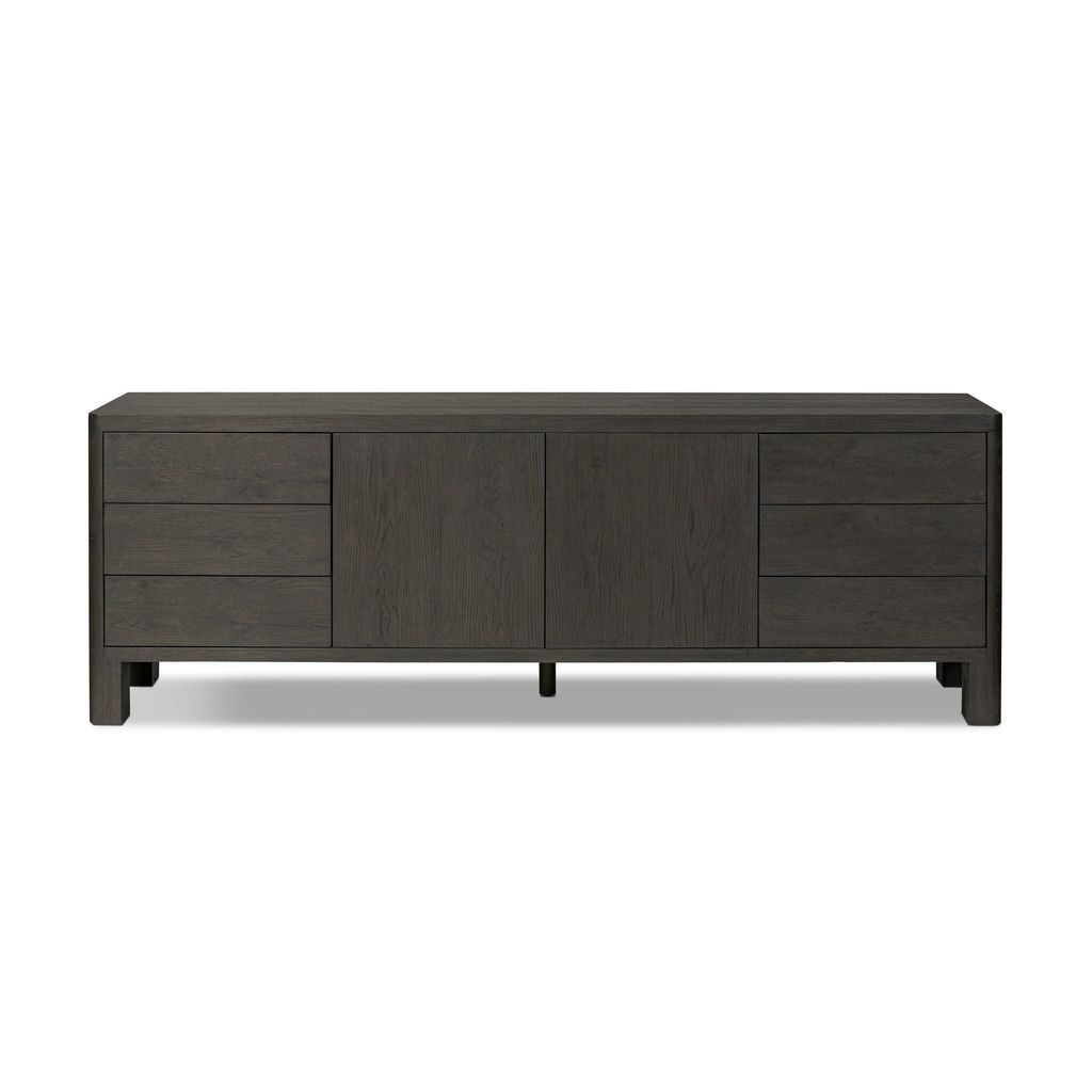 Noeline Media Console - Smoked Black Oak Veneer Finish