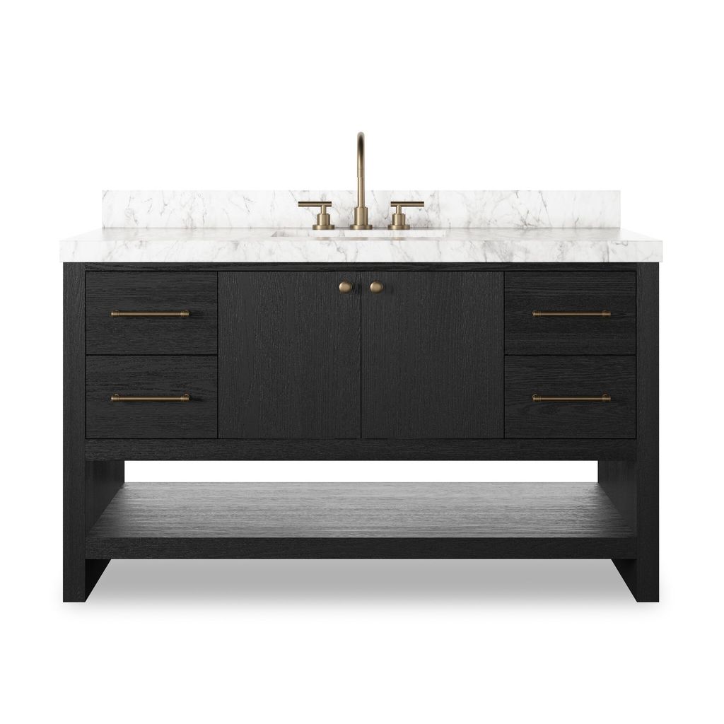 Anthem Single Wide Vanity - Black Wash Oak Veneer Finish
