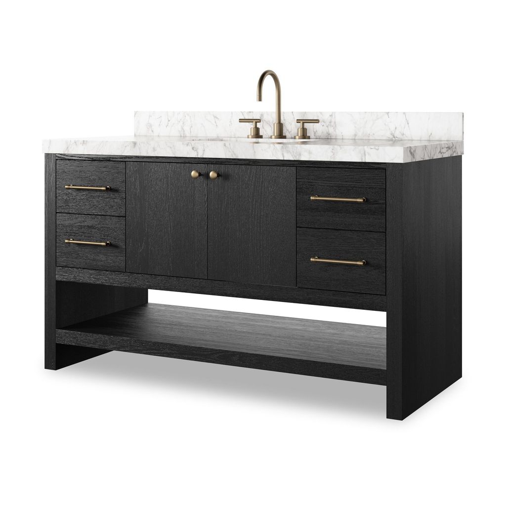 Anthem Single Wide Vanity - Black Wash Oak Veneer Finish