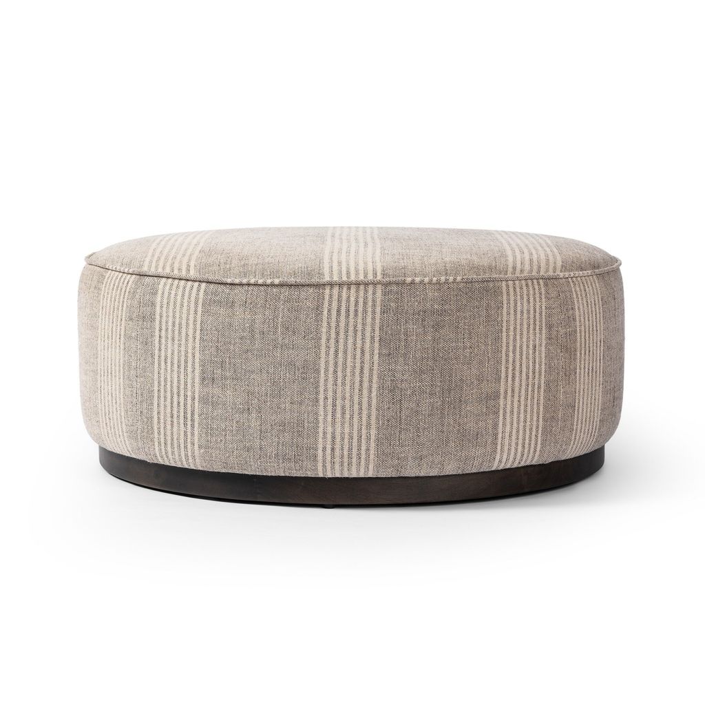 Sinclair Large Round Ottoman - Manchester Flint Cover