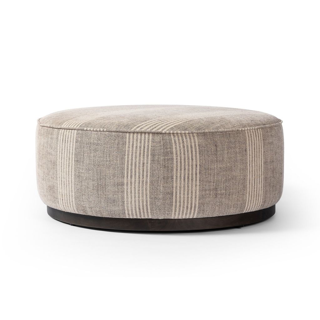 Sinclair Large Round Ottoman - Manchester Flint Cover