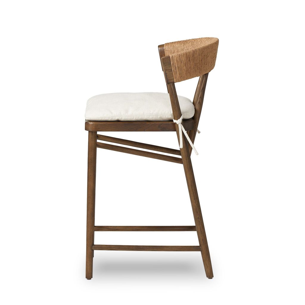 Buxton Bar + Counter Stool - Drifted Oak Finish - Counter Size - Savile Flax Cover