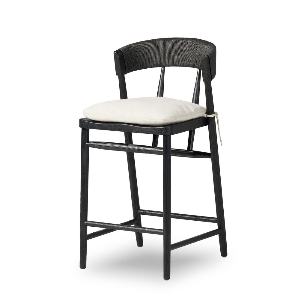 Buxton Bar + Counter Stool - Black Oak Finish - Counter Size - Savile Flax Cover