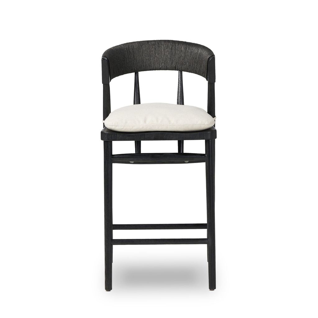 Buxton Bar + Counter Stool - Black Oak Finish - Counter Size - Savile Flax Cover