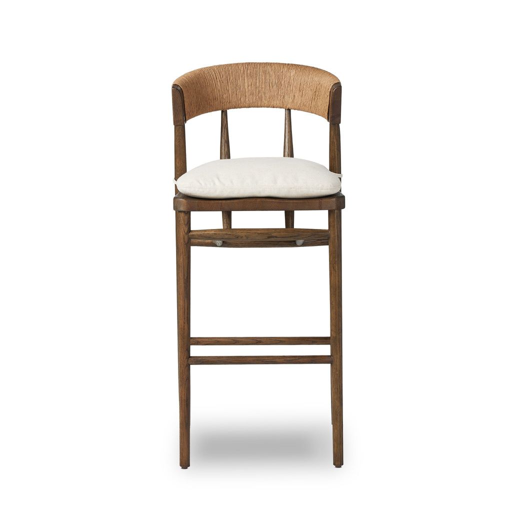 Buxton Bar + Counter Stool - Drifted Oak Finish - Bar Size - Savile Flax Cover