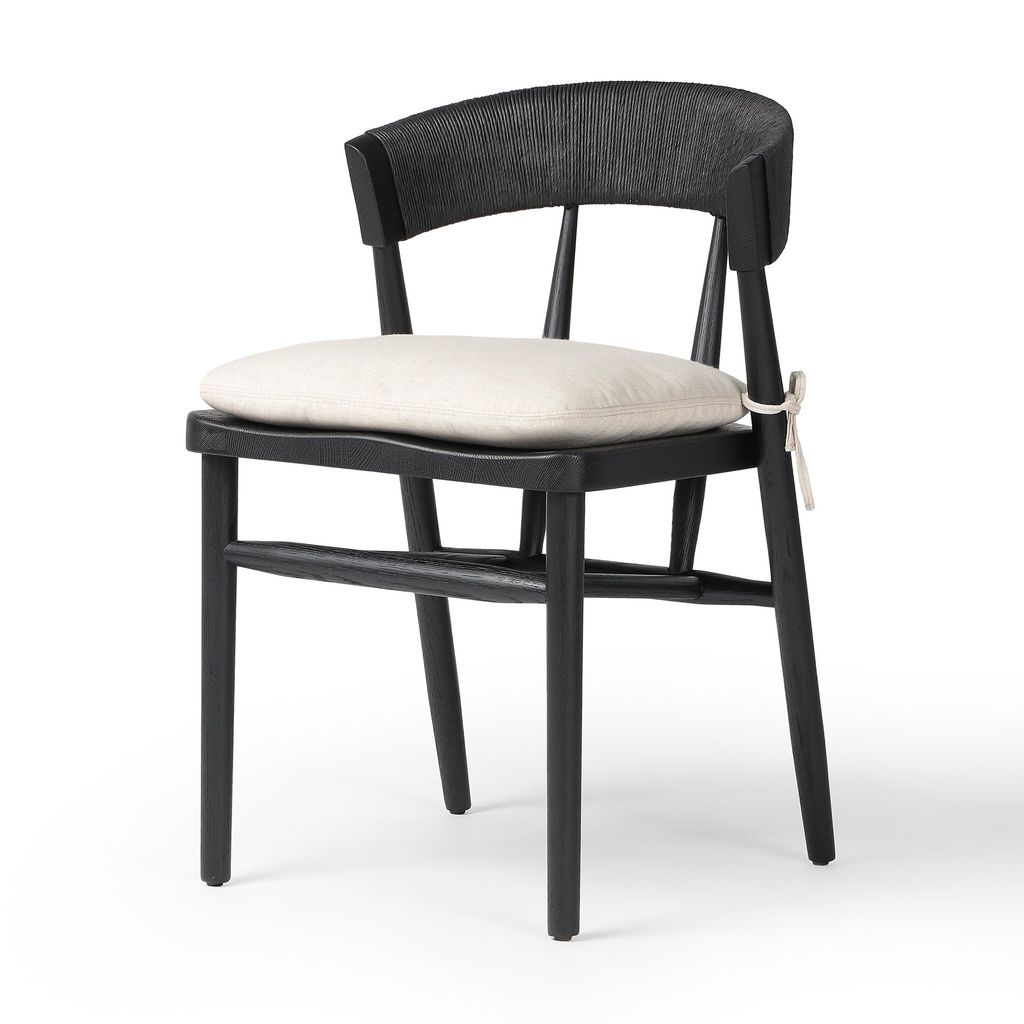 Buxton Dining Chair - Black Oak Finish - Savile Flax Cover