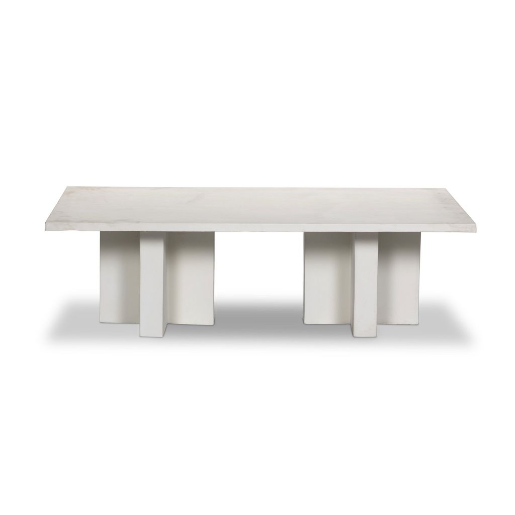 Terrell Outdoor Coffee Table - Matte White Cast Aluminum Finish