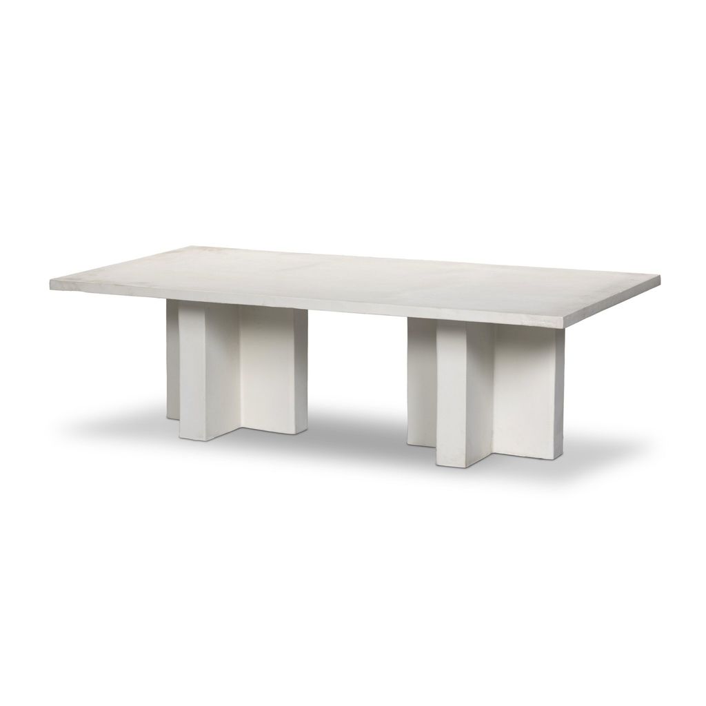 Terrell Outdoor Coffee Table - Matte White Cast Aluminum Finish