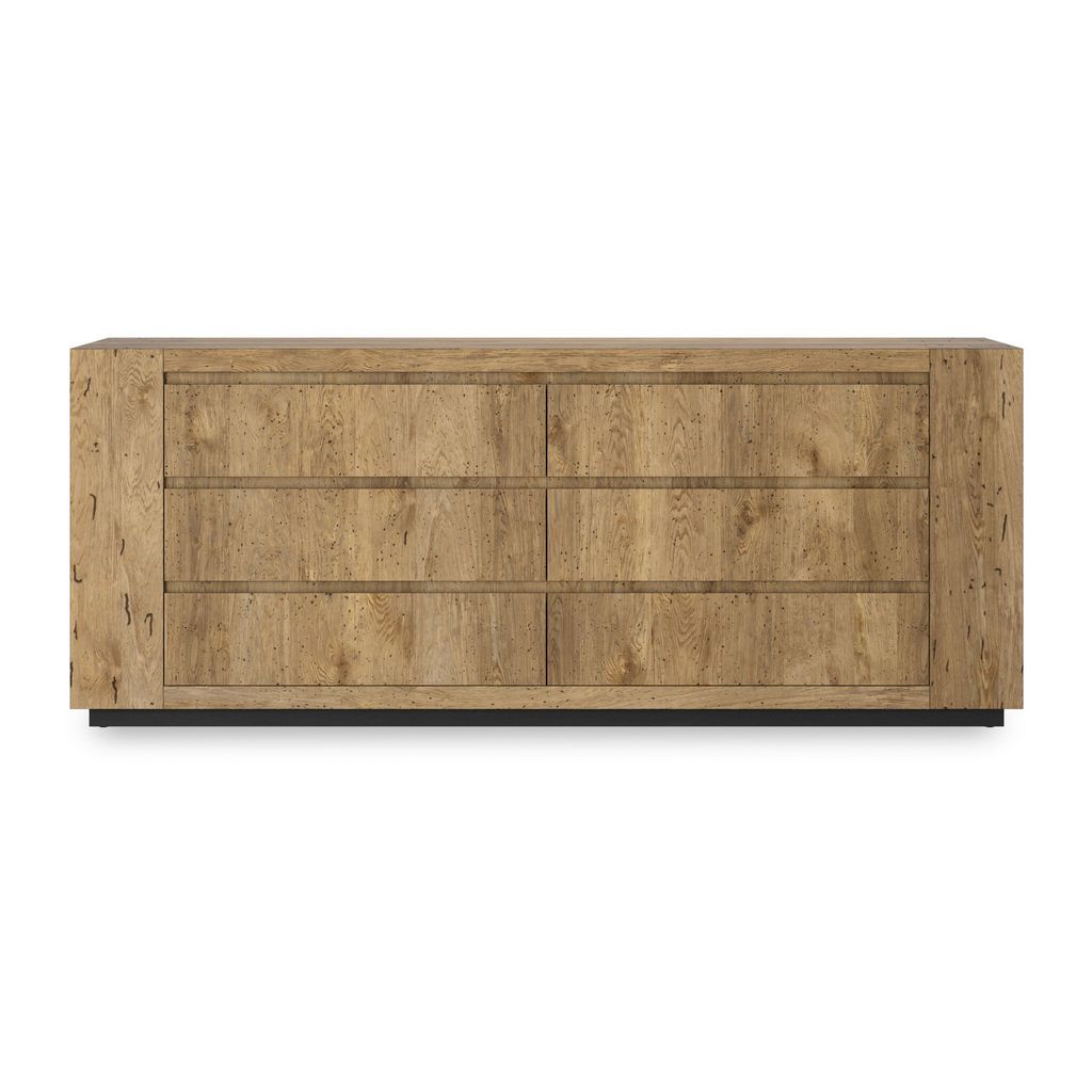 Abaso 6-Drawer Dresser - Rustic Wormwood Oak Finish