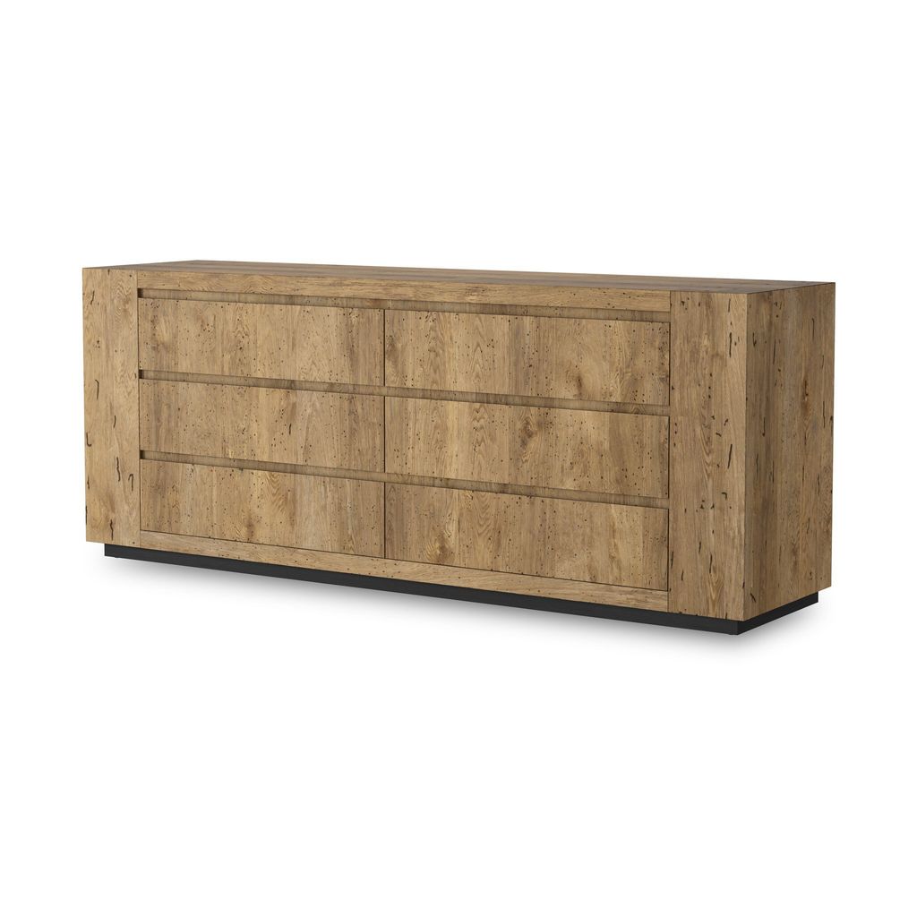 Abaso 6-Drawer Dresser - Rustic Wormwood Oak Finish