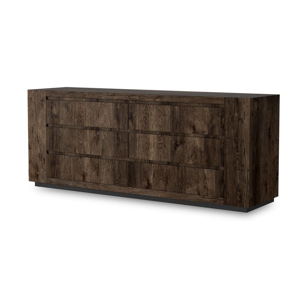 Abaso 6-Drawer Dresser - Ebony Rustic Wormwood Oak Finish