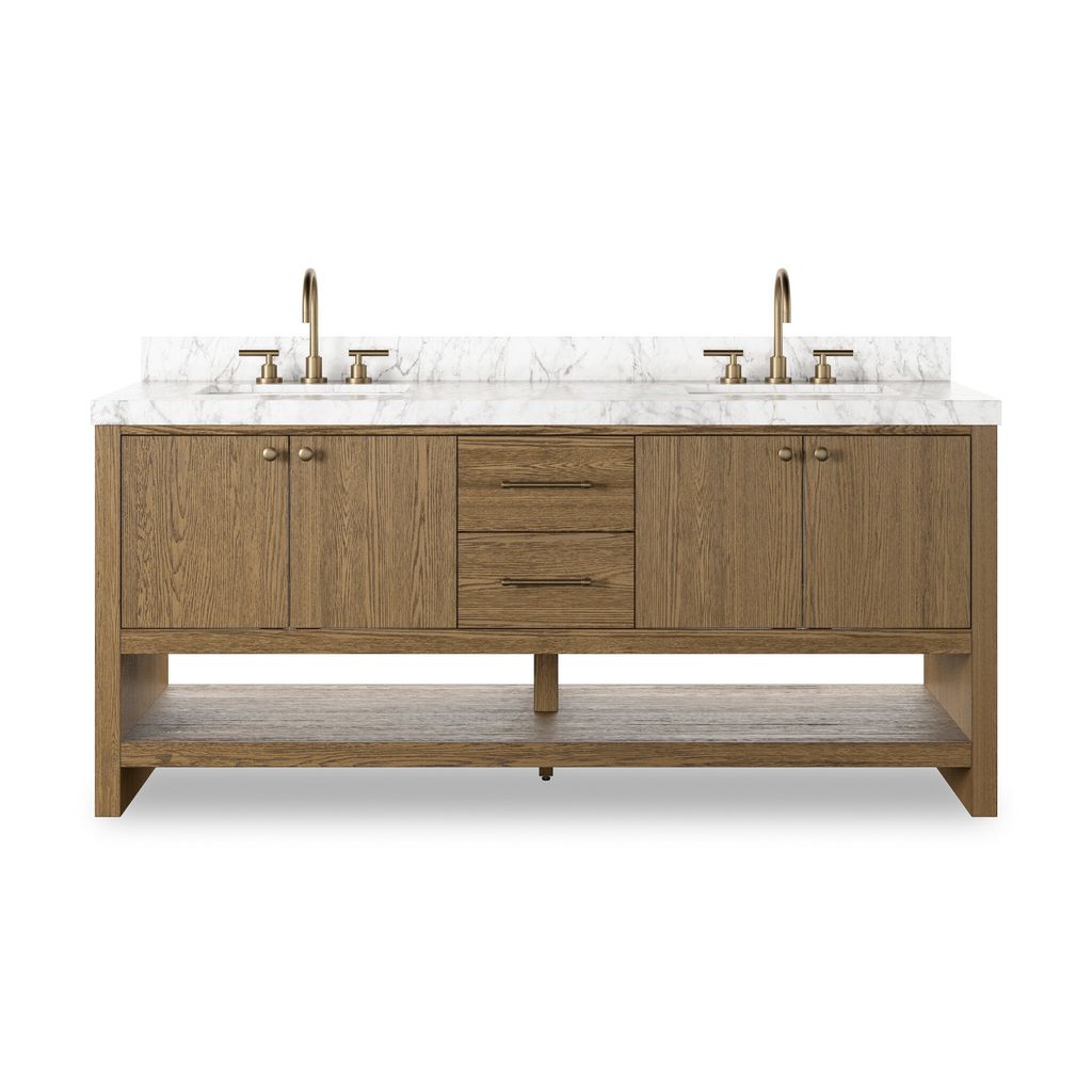 Double Bath Vanity - Washed Natural Veneer Finish