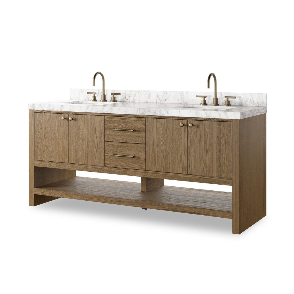 Double Bath Vanity - Washed Natural Veneer Finish