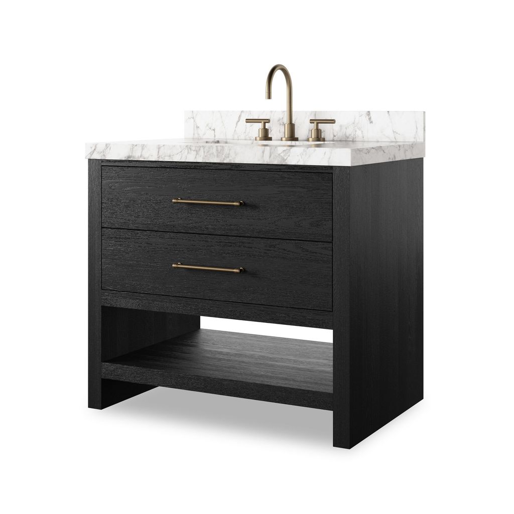 Single Bath Vanity - Black Wash Oak Veneer Finish