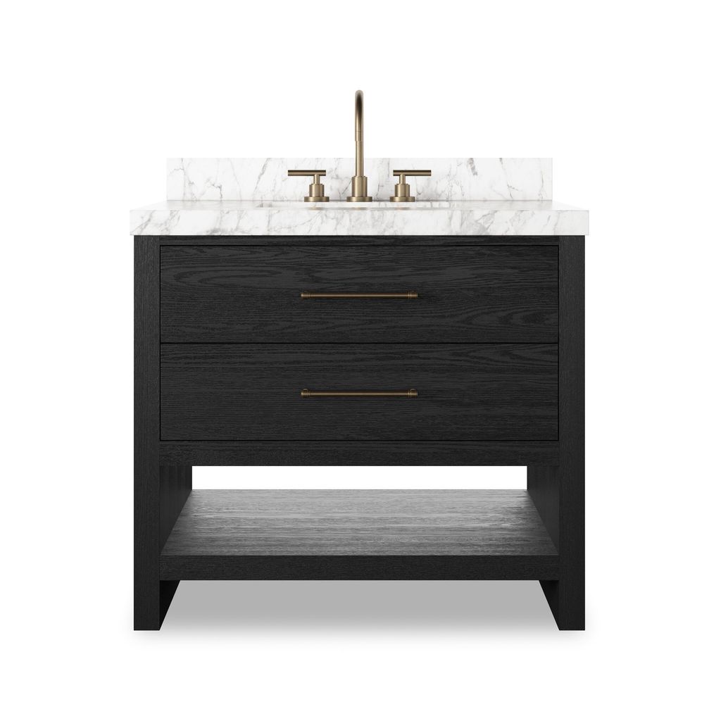 Single Bath Vanity - Black Wash Oak Veneer Finish