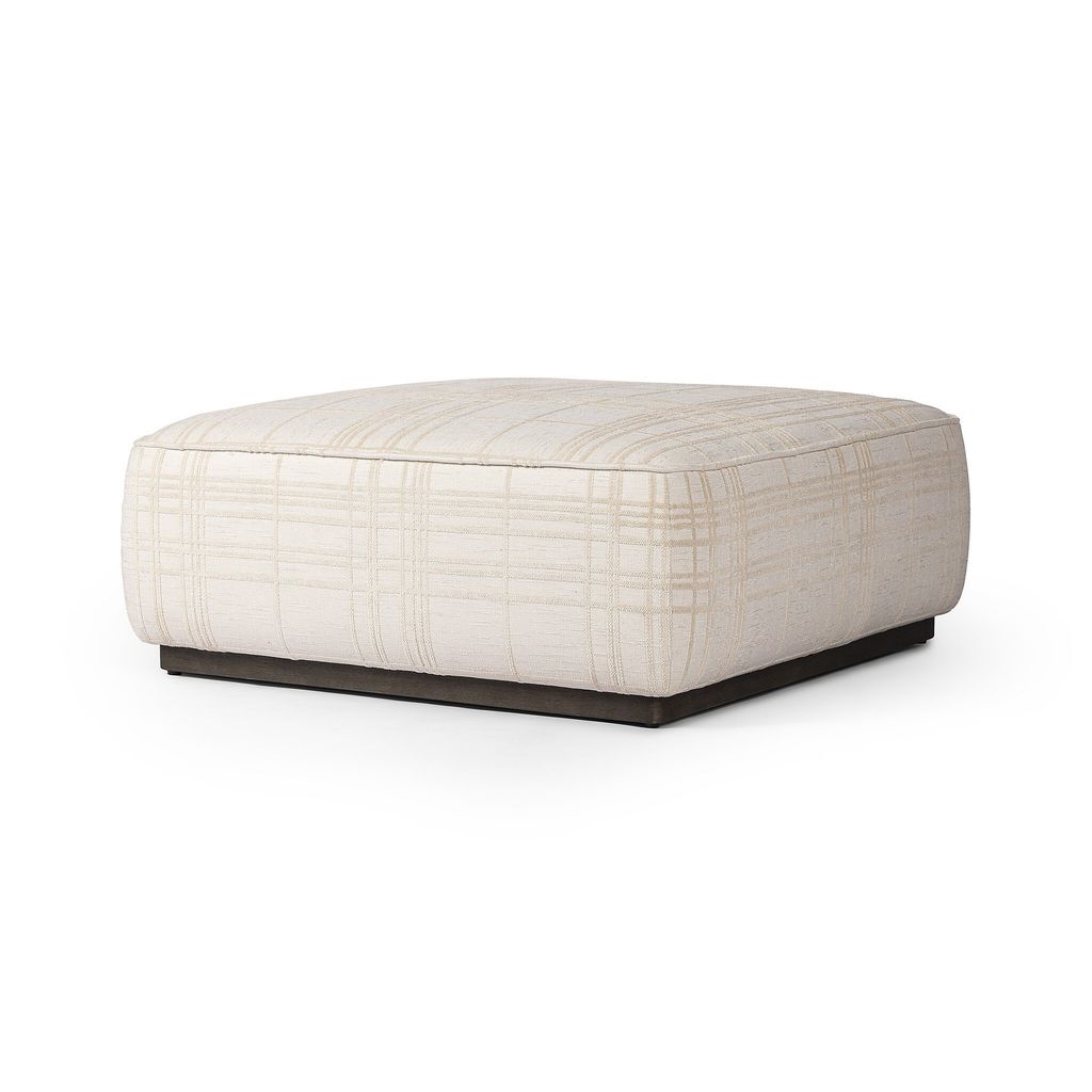 Sinclair Square Ottoman - 36" Size - Sheffield Ivory Cover