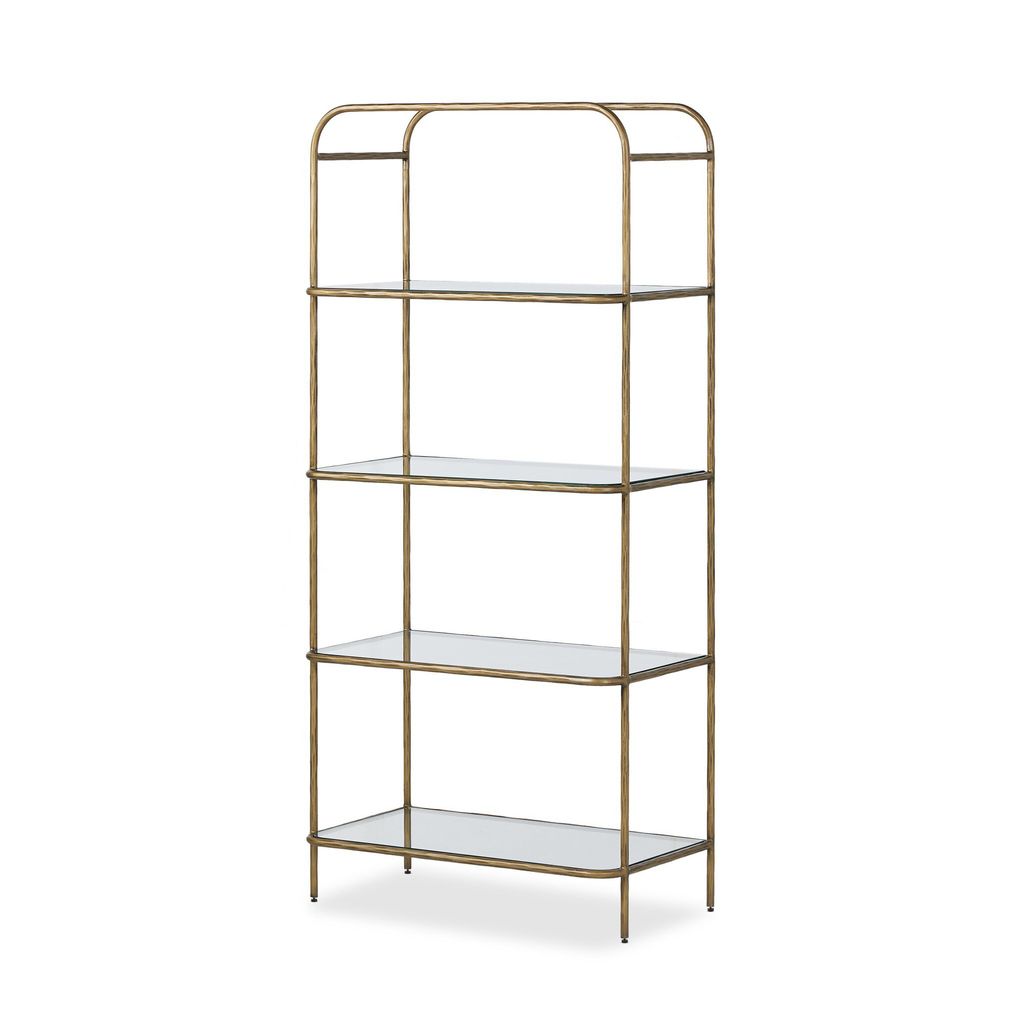 Swinton Bookcase - Hammered Aged Brass Finish - 82" Size