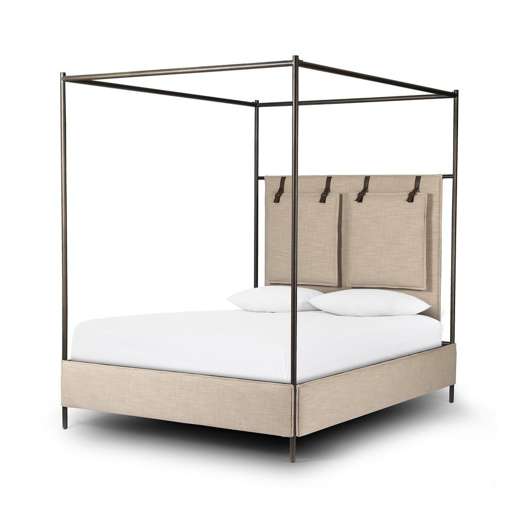 Leigh Canopy Bed - Palm Ecru Cover - Queen Size