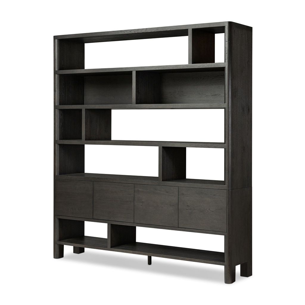 Noeline Wide Bookcase - Smoked Black Oak Finish
