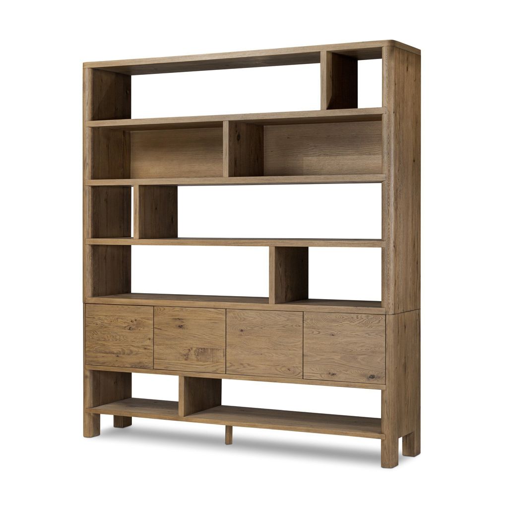 Noeline Wide Bookcase - Worn Oak Finish