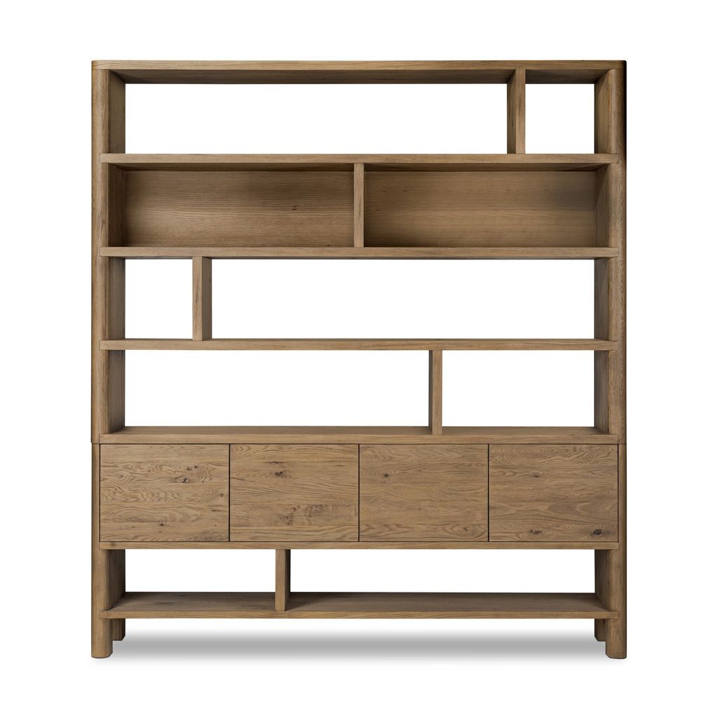 Noeline Wide Bookcase - Worn Oak Finish