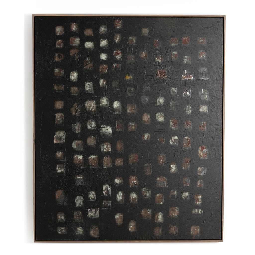 Oculus Black Ii By Jamie Beckwith 50.50" X 60", Rustic Walnut Floater