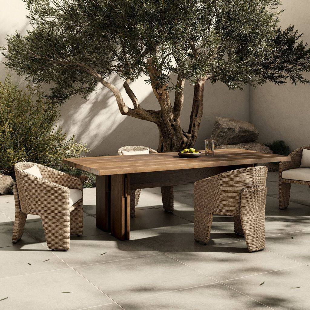 Railay Outdoor Dining Table 96", Stained Toasted Brown - Fsc