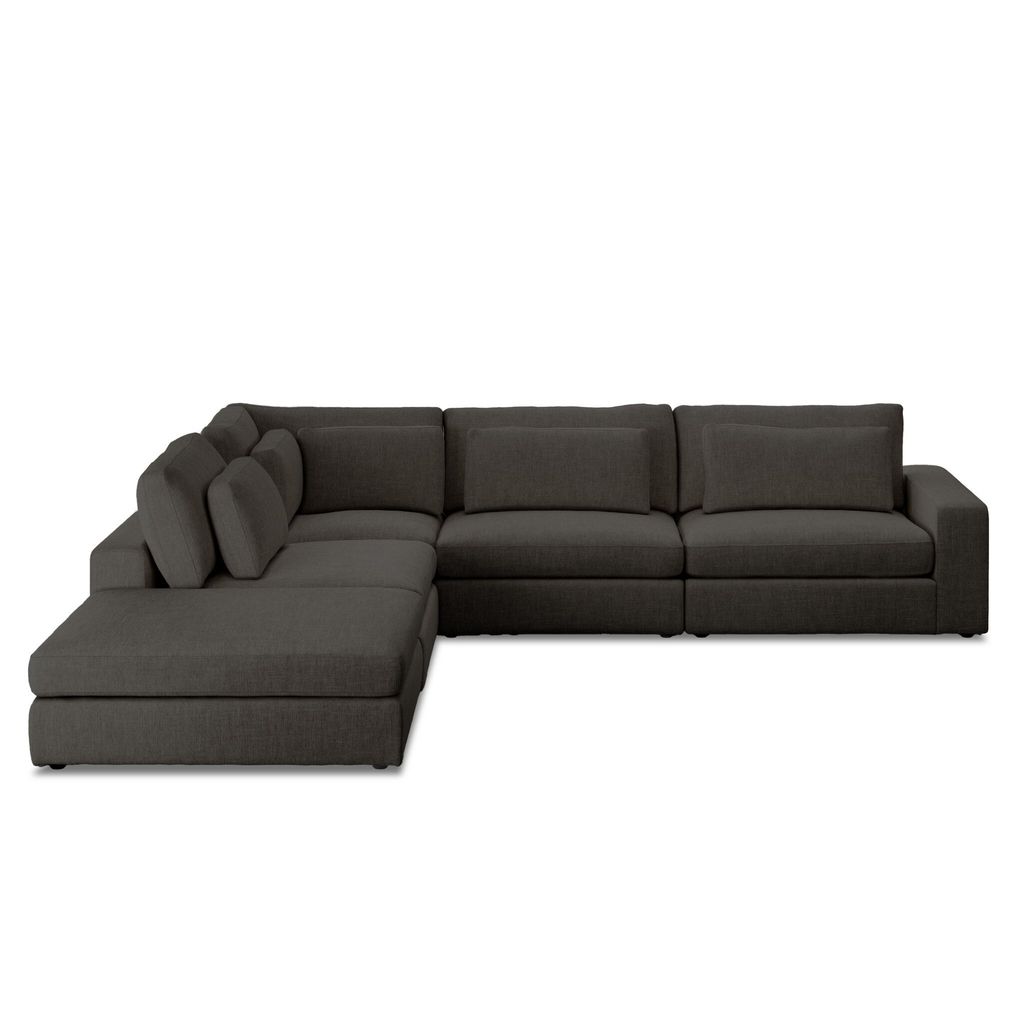 Preview image for Bloor 4-Piece Sectional W/ Ottoman - Right Arm Facing Configuration - Landale Charcoal Cover