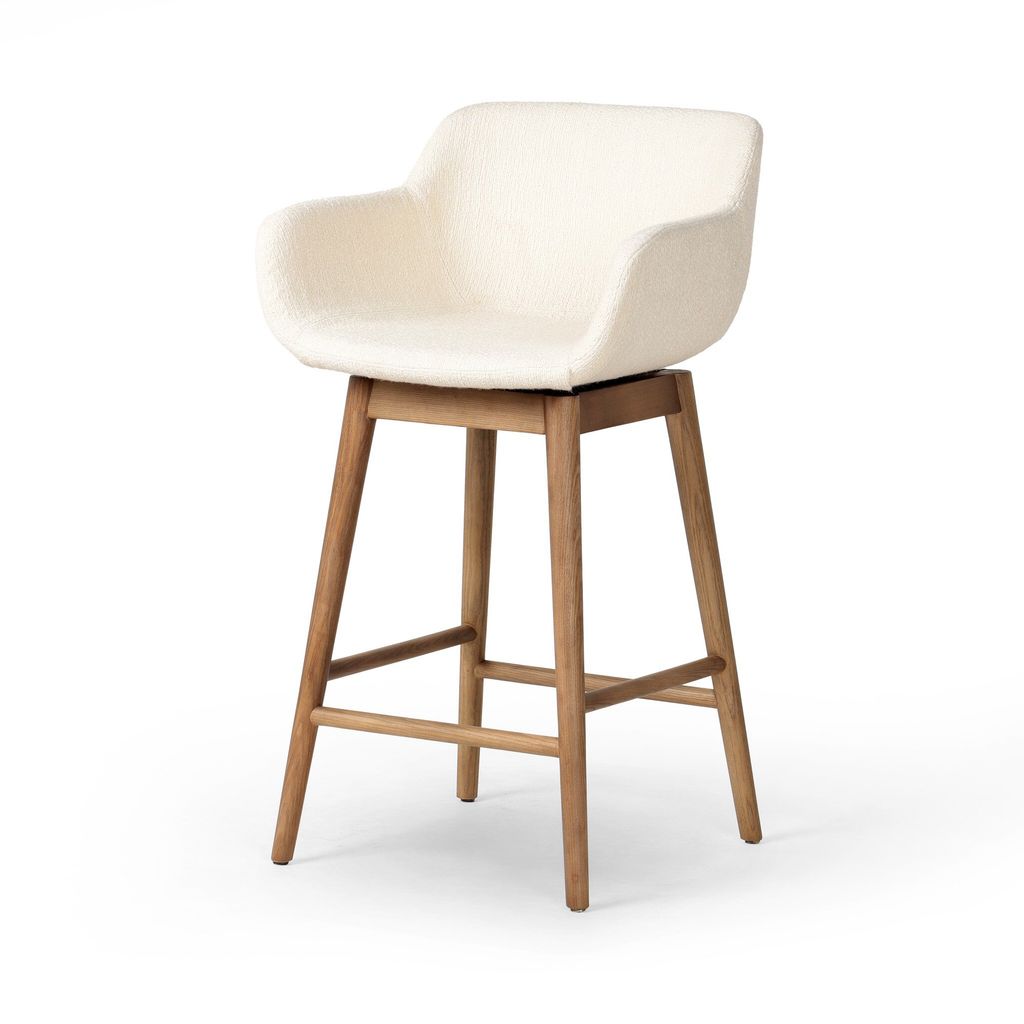Hannah Swivel Bar + Counter Stool - Kerbey Ivory Cover - Counter Size