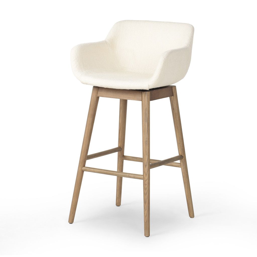 Hannah Swivel Bar + Counter Stool - Kerbey Ivory Cover - Bar Size