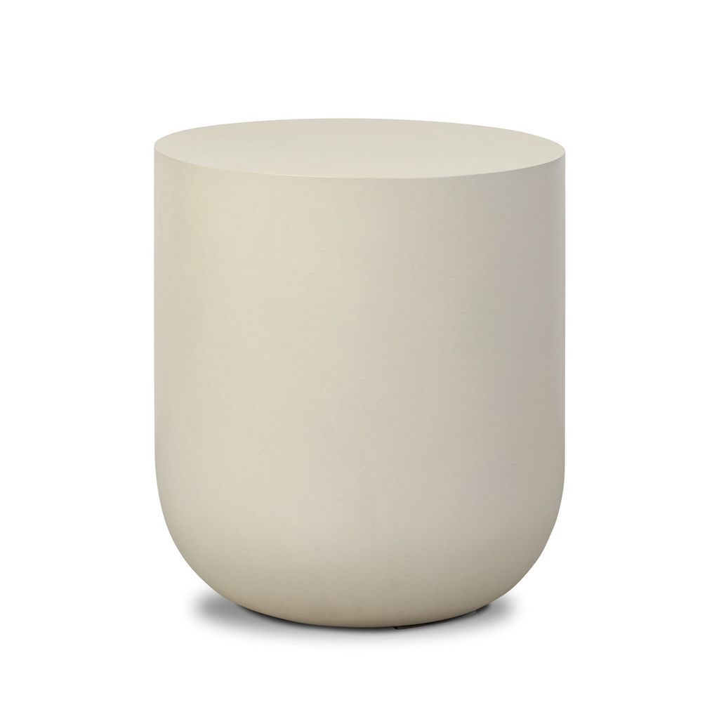 Ivan Round End Table - White Concrete Finish