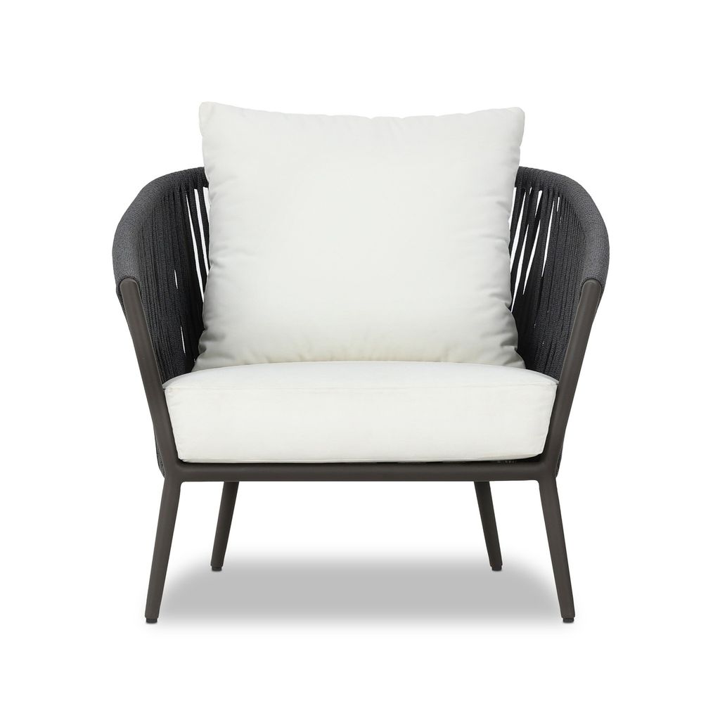 Rope & Aluminum Outdoor Chair, Bronze Finish, 34.30"H x 33"W x 33.50"D