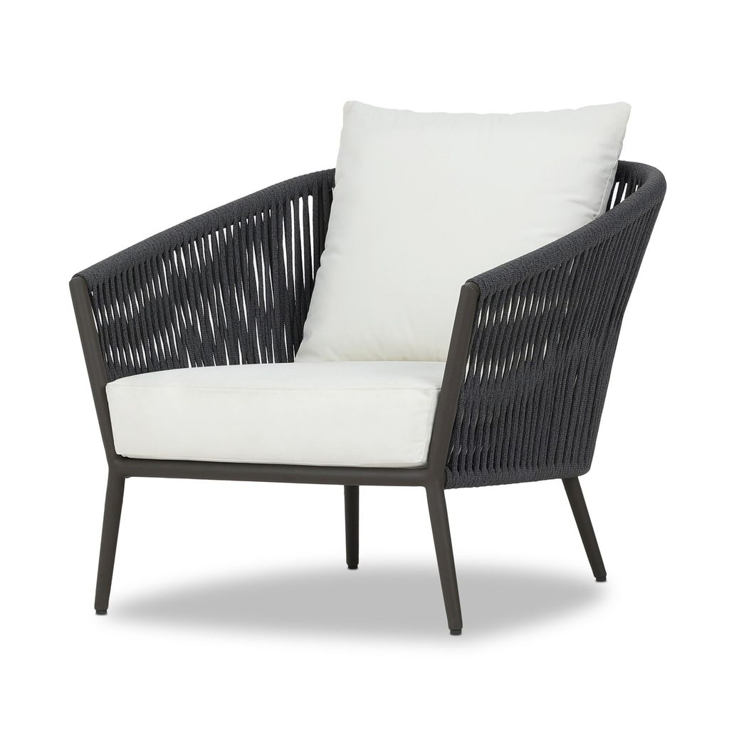 Rope & Aluminum Outdoor Chair, Bronze Finish, 34.30"H x 33"W x 33.50"D